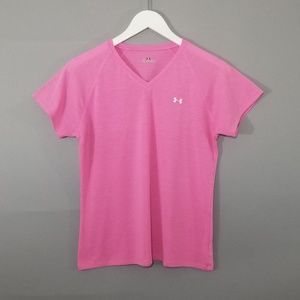 Under Armour Pink V-Neck Athletic T-Shirt SIze M
